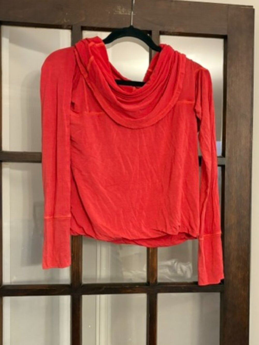 Free People We the Free Cowl Neck Top in Orange, Size Medium